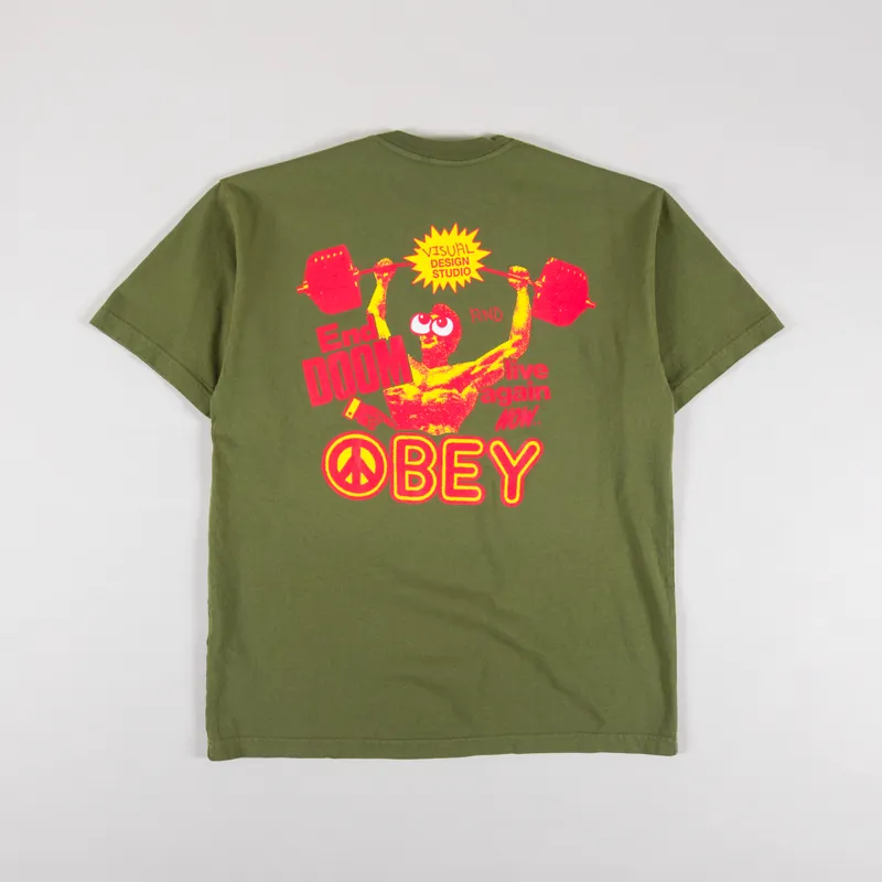 Obey Live Again Now T Shirt Moss Green