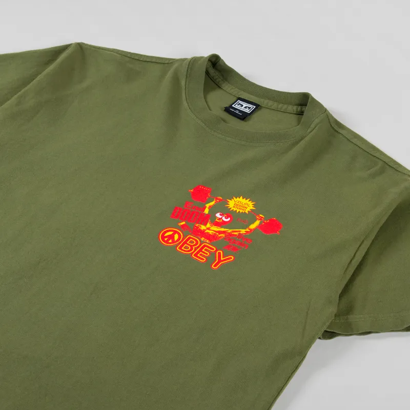 Obey Live Again Now T Shirt Moss Green-3