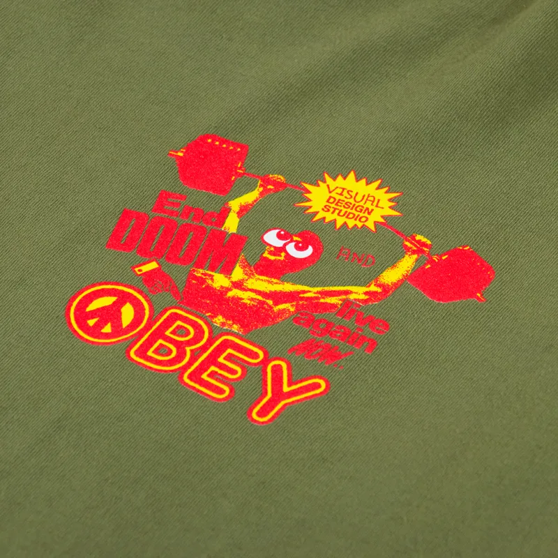 Obey Live Again Now T Shirt Moss Green-5