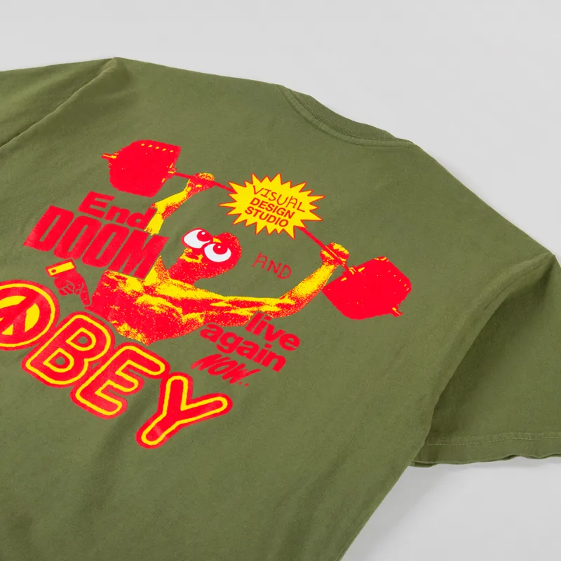 Obey Live Again Now T Shirt Moss Green-2