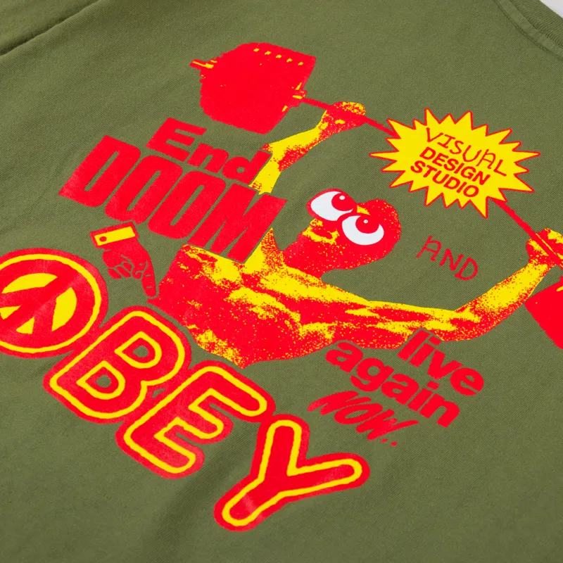 Obey Live Again Now T Shirt Moss Green-4