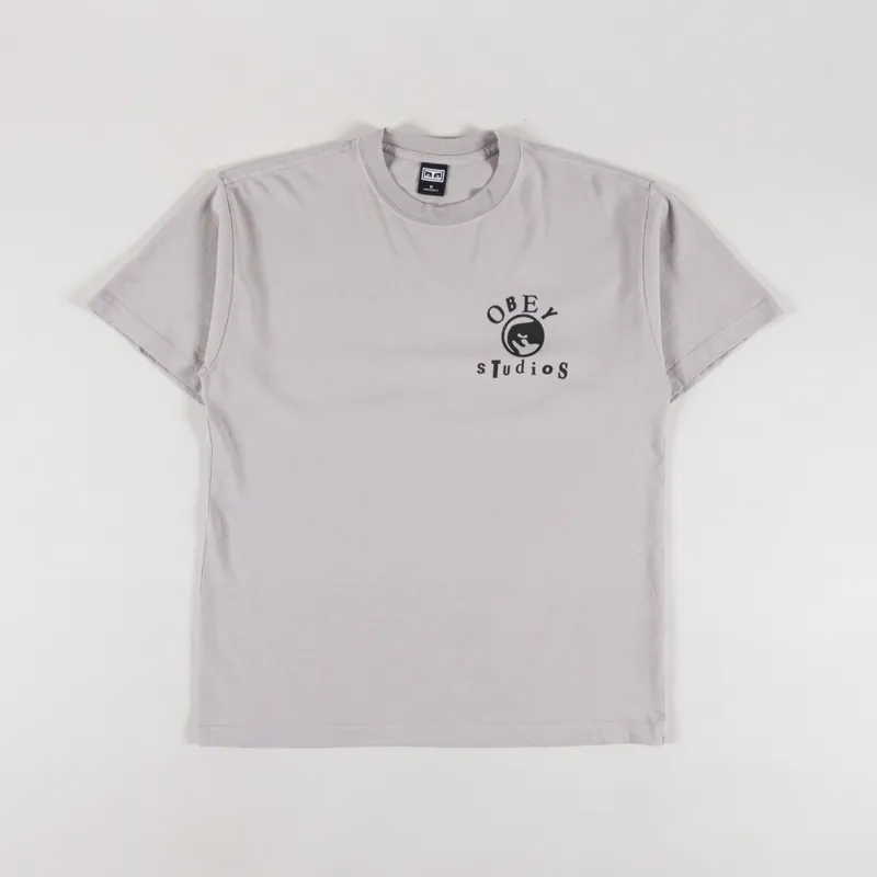 Obey Studios Icon T Shirt Silver Grey-1