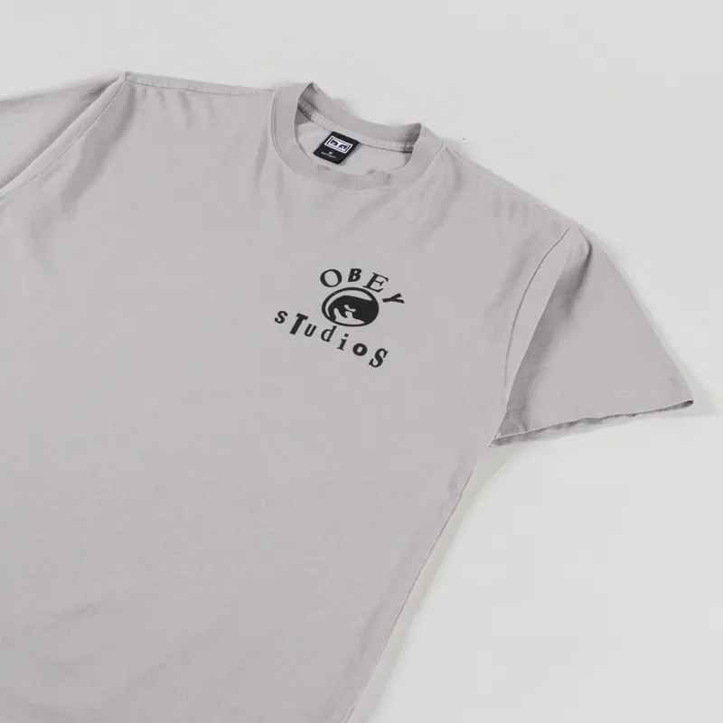 Obey Studios Icon T Shirt Silver Grey-3