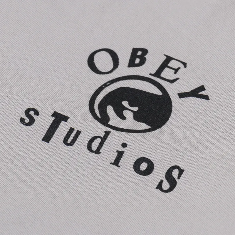 Obey Studios Icon T Shirt Silver Grey-5