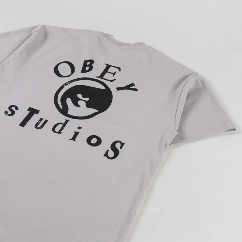 Obey Studios Icon T Shirt Silver Grey-2