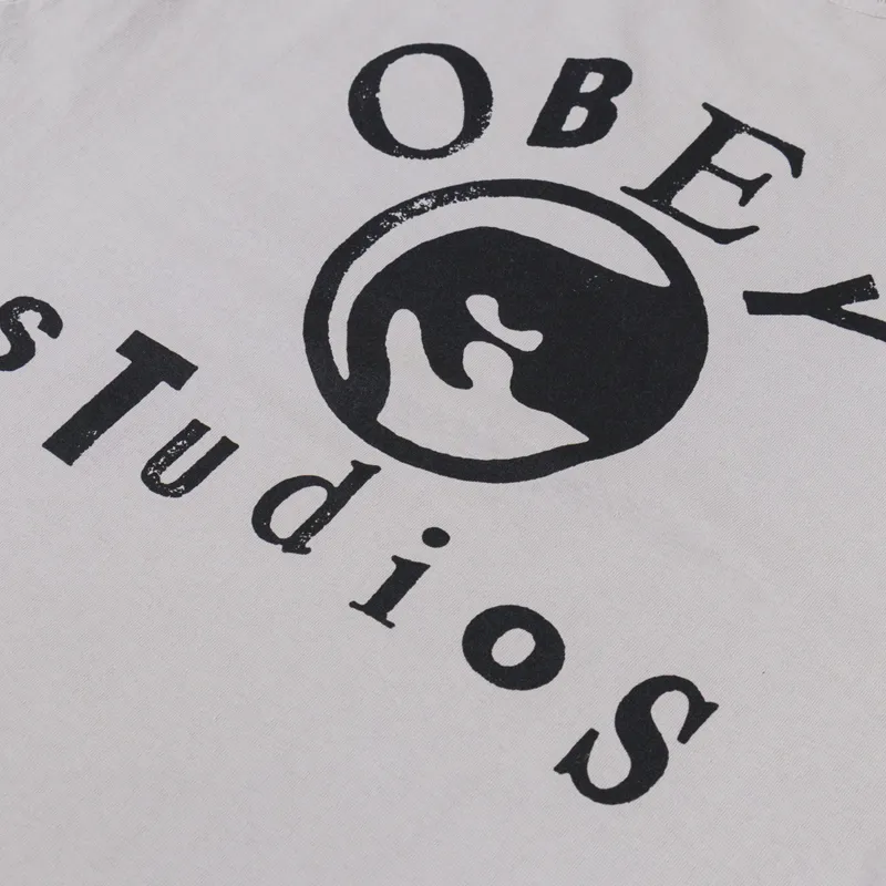 Obey Studios Icon T Shirt Silver Grey-4