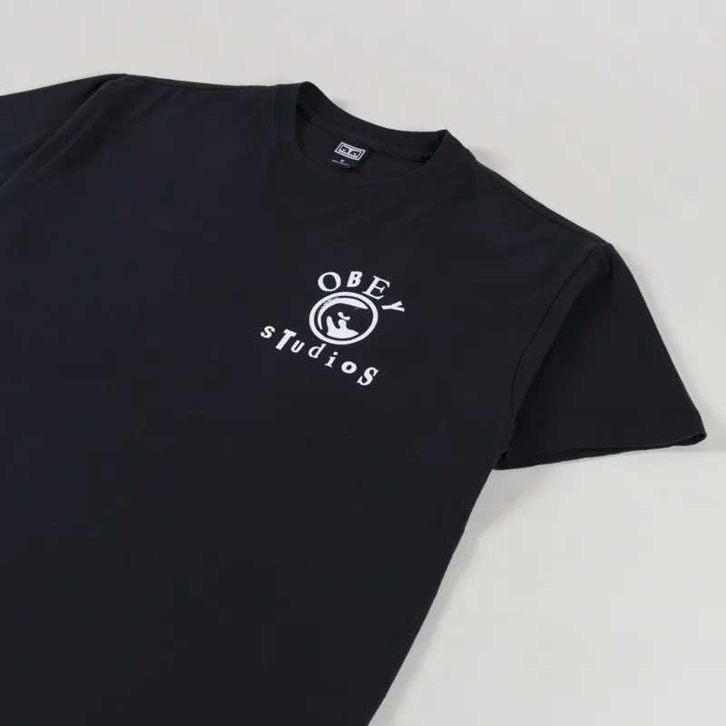 Obey Studios Icon T Shirt Vintage Black-3