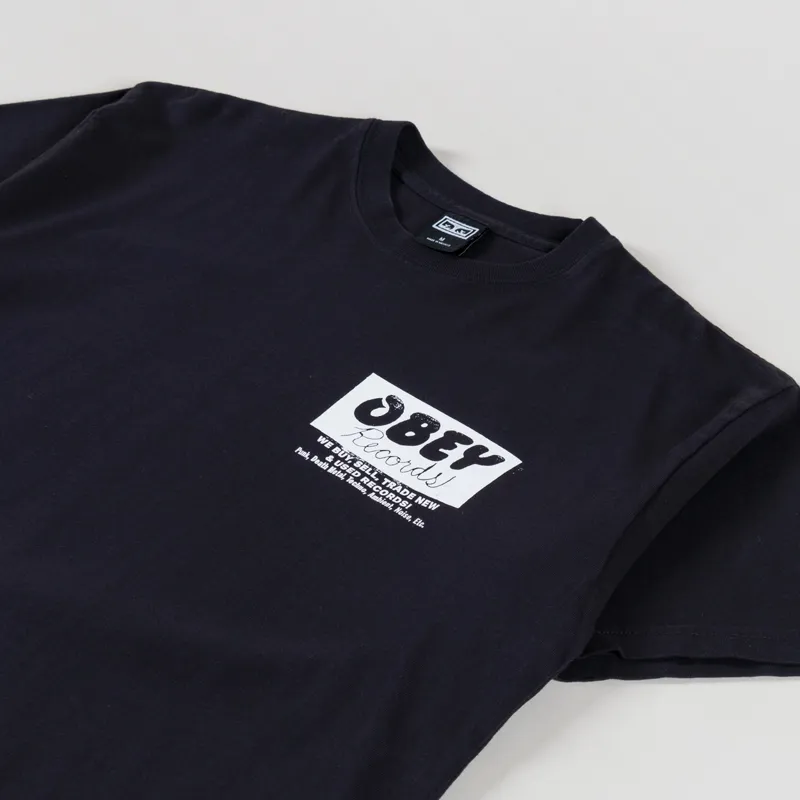 Obey Records Buy Sell Trade T Shirt Vintage Black-3