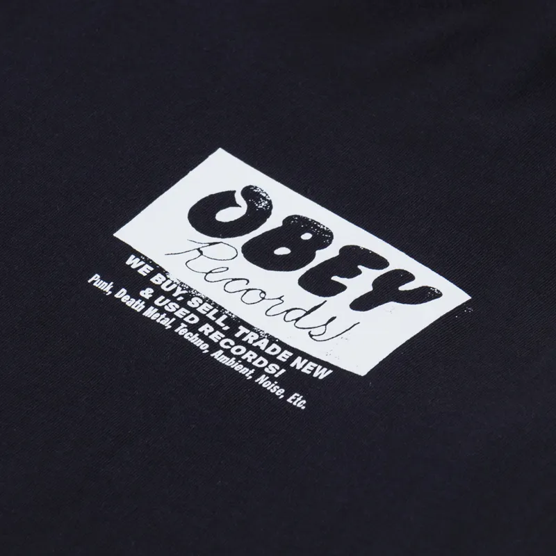 Obey Records Buy Sell Trade T Shirt Vintage Black-5