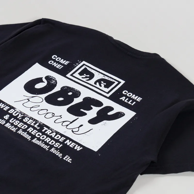 Obey Records Buy Sell Trade T Shirt Vintage Black-2