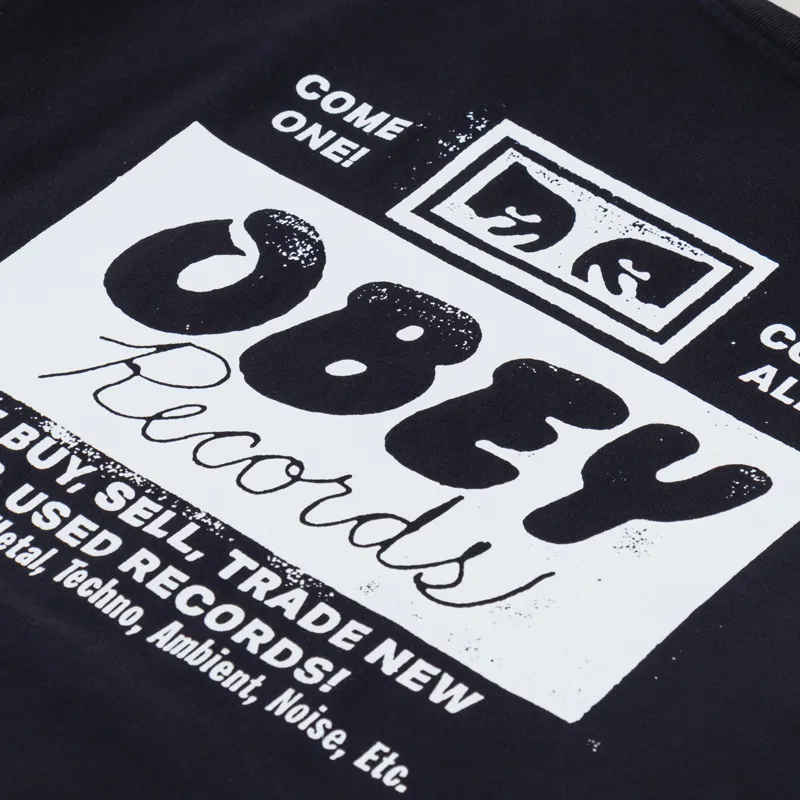 Obey Records Buy Sell Trade T Shirt Vintage Black-4