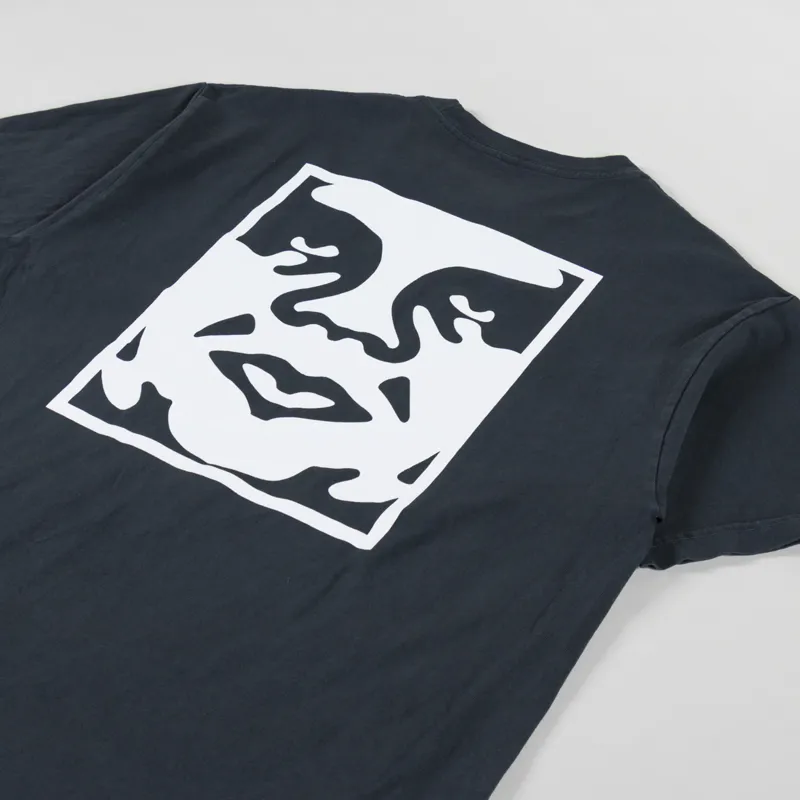 Obey Bold Icon Face T Shirt Pigment True Vintage Black-2