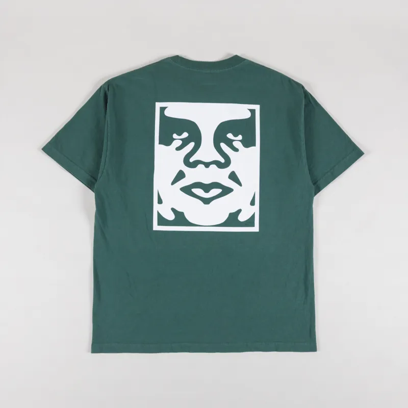 Obey Bold Icon Face T Shirt Pigment Rain Forest