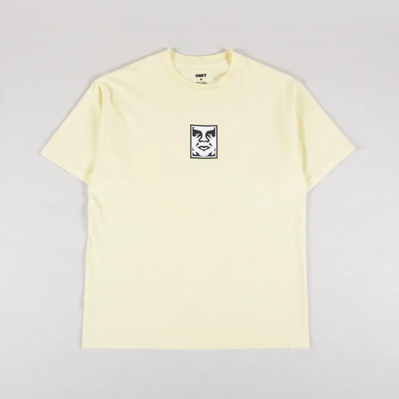 Obey Mens Icon Face Logo Tee T Shirt Pigment Anise Flower Yellow
