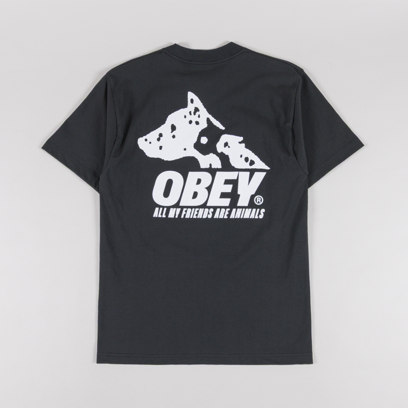 Obey Animals T Shirt Vintage Black