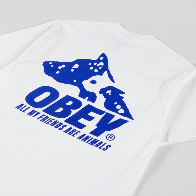 Obey Animals T Shirt Vintage White-2