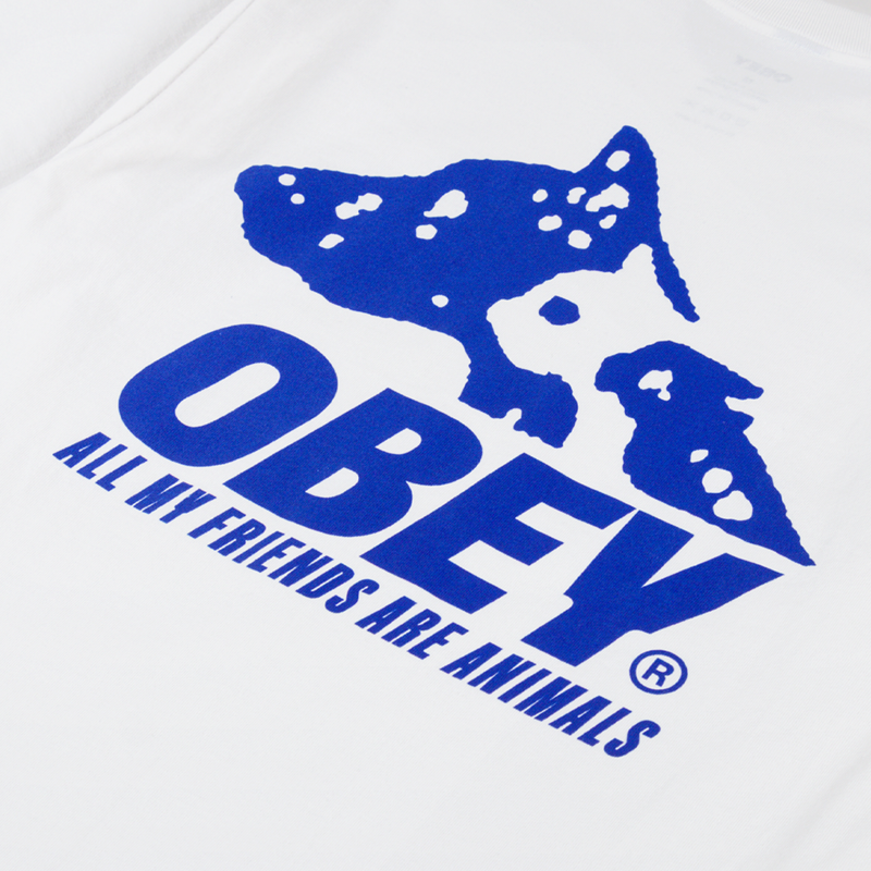 Obey Animals T Shirt Vintage White-4