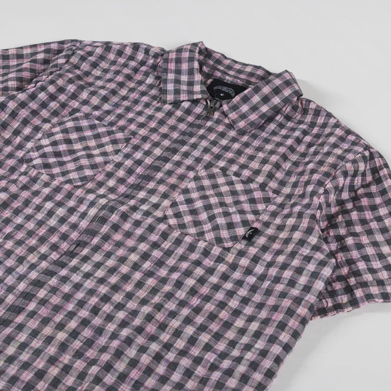 Temp Surf Co. Zip Seersucker Shirt Brick-2