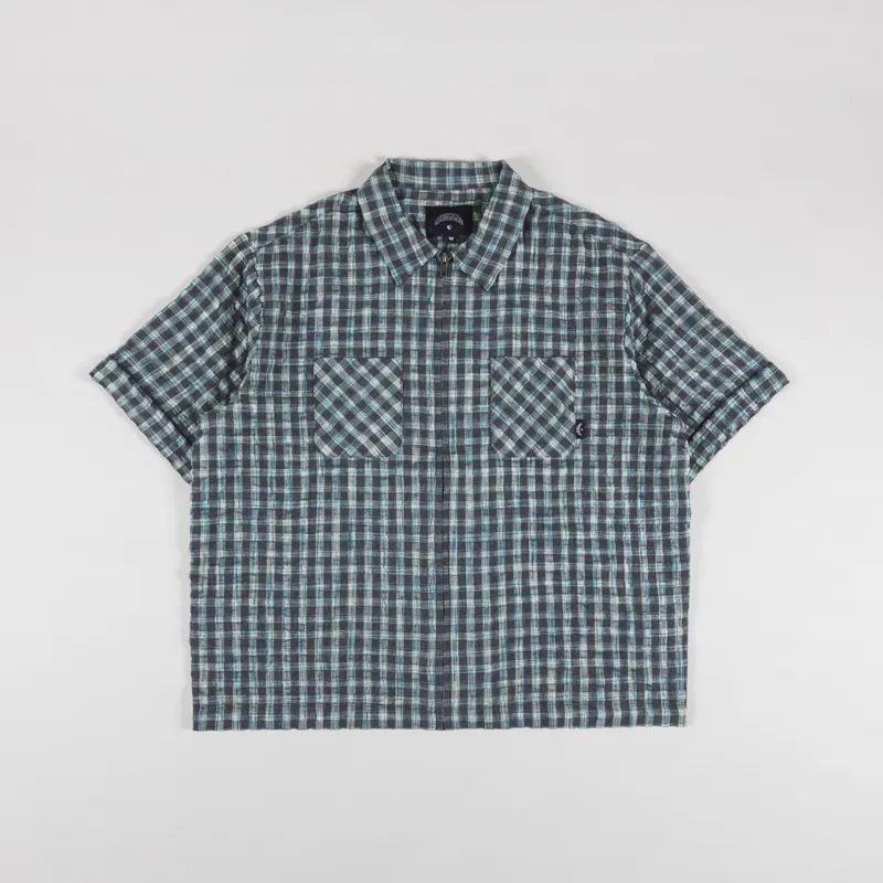 Temp Surf Co. Zip Seersucker Shirt Teal