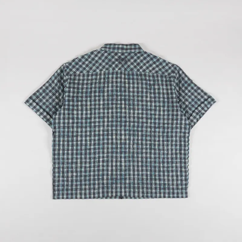 Temp Surf Co. Zip Seersucker Shirt Teal-1
