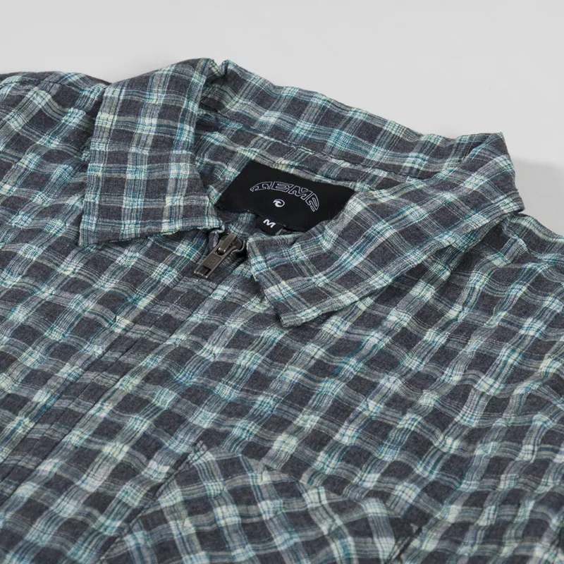 Temp Surf Co. Zip Seersucker Shirt Teal-4