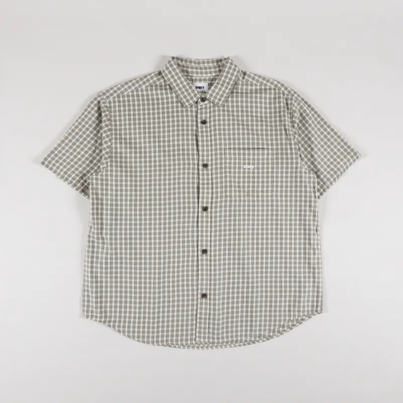 Obey Mens Checkered Bigwig Otis Woven Shirt Birch Multi