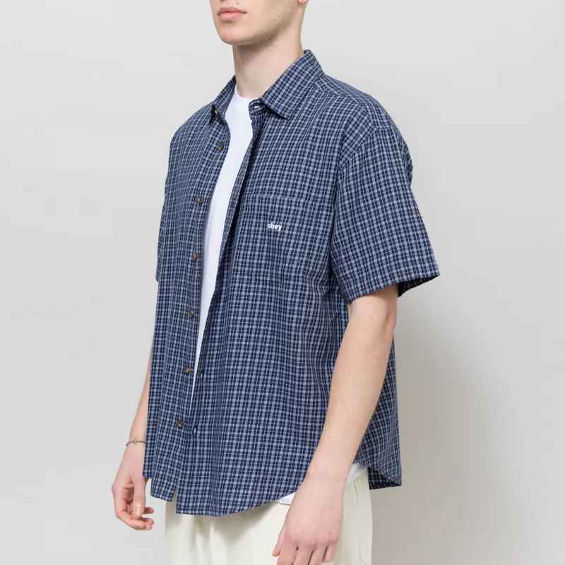 Obey Bigwig Ian Woven Shirt Academy Navy Multi-1