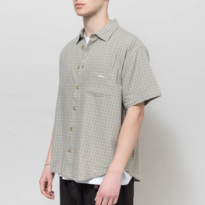 Obey Bigwig Ian Woven Shirt Dried Sage Multi-1