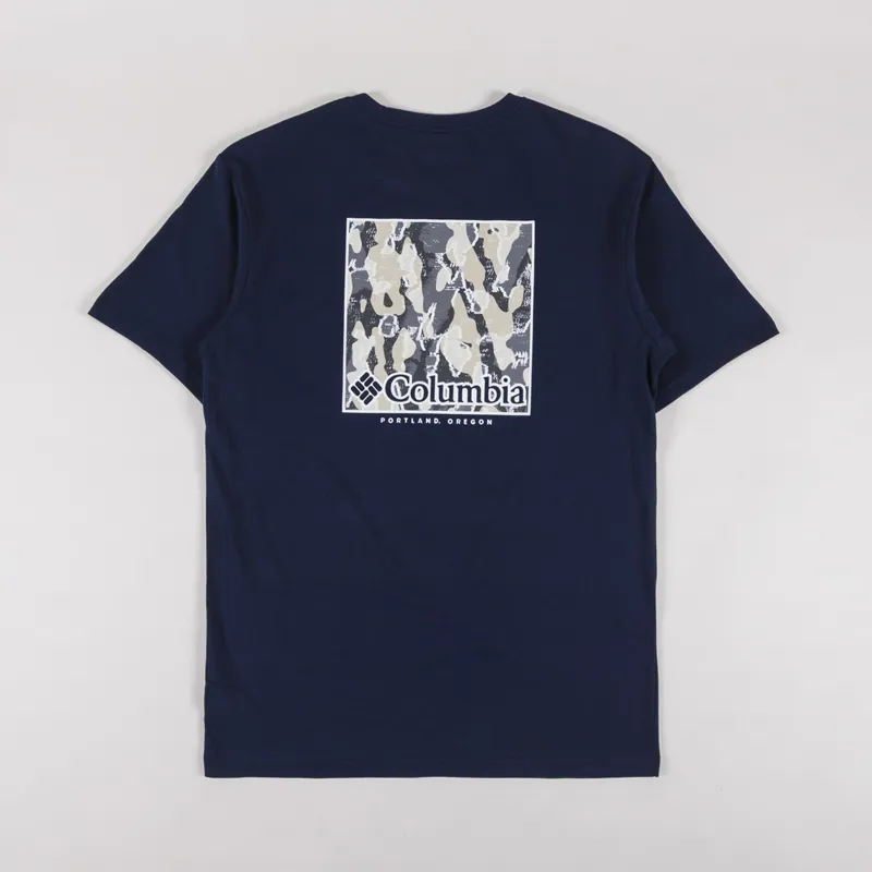 Columbia North Cascades T Shirt Collegiate Navy Framed Treebark