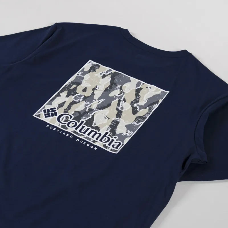 Columbia North Cascades T Shirt Collegiate Navy Framed Treebark-2