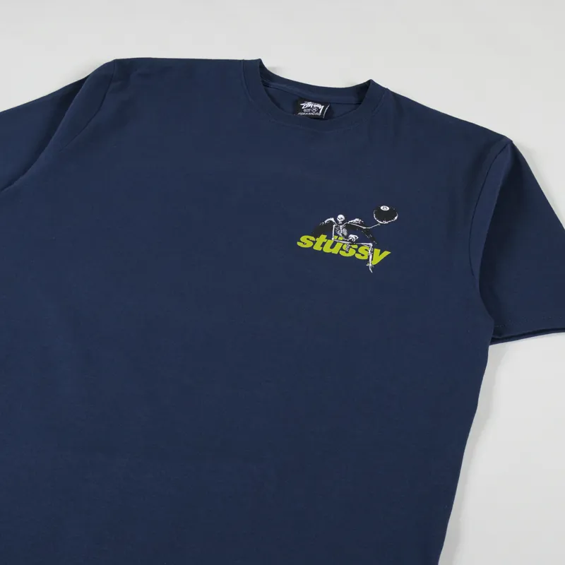 Stussy Mens Graphic Printed Apocalypse Tee T Shirt Navy Blue