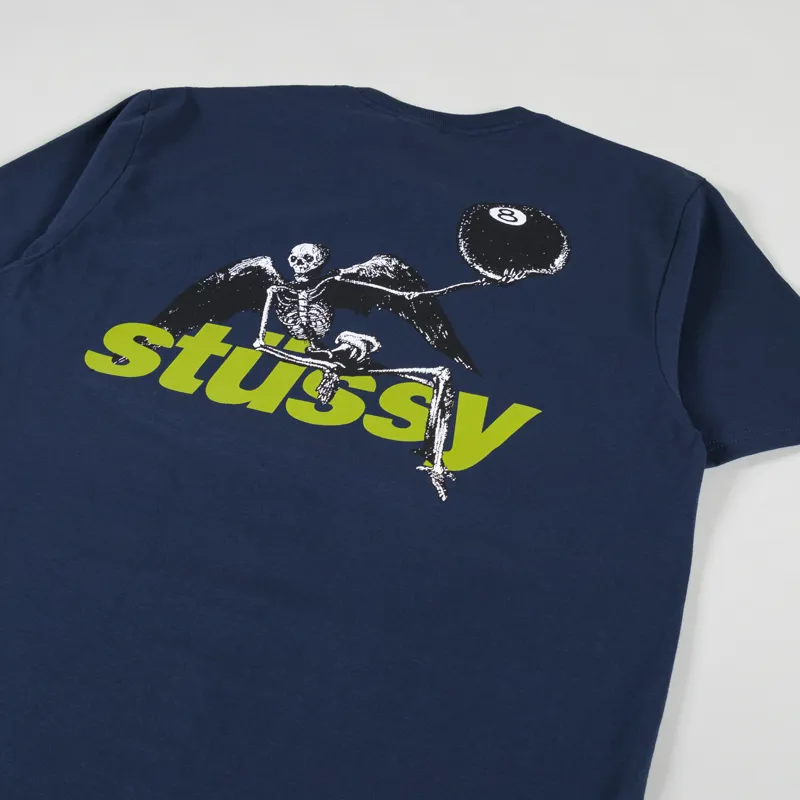 Stussy Mens Graphic Printed Apocalypse Tee T Shirt Navy Blue
