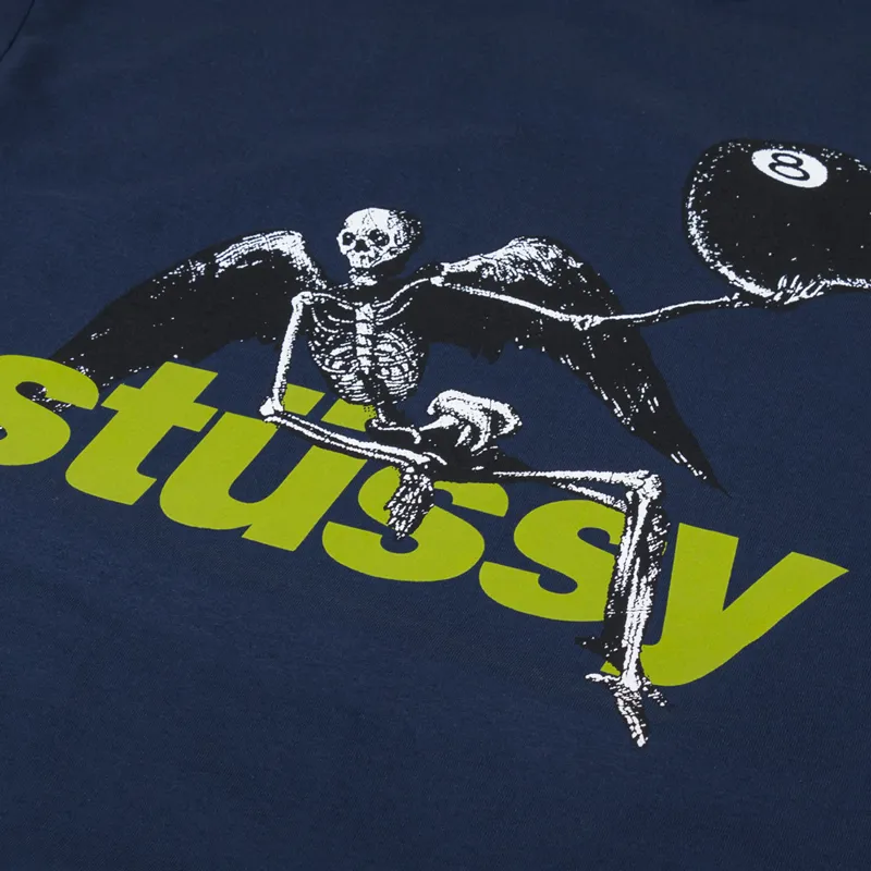 Stussy Mens Graphic Printed Apocalypse Tee T Shirt Navy Blue