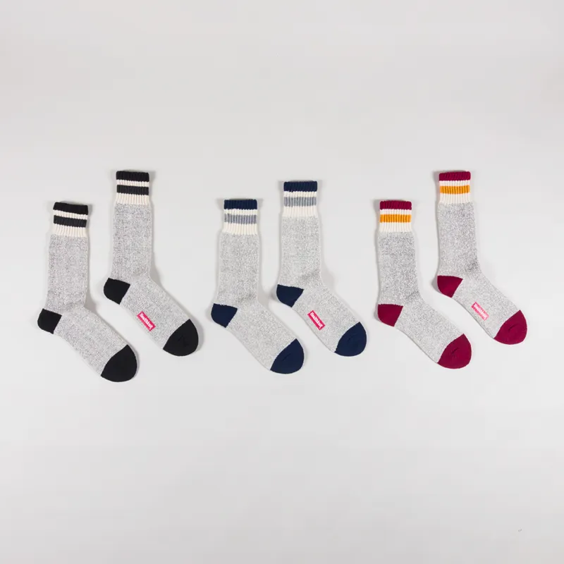Healthknit 3 Pairs Crew Socks Grey Multi