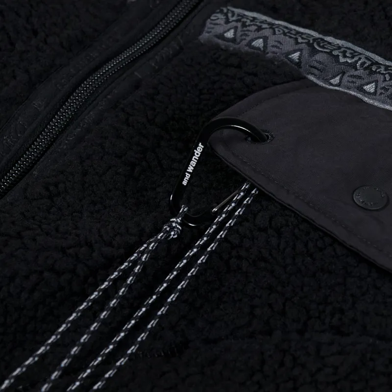 Gramicci x And Wander JQ Tape Fleece Jacket Black-5
