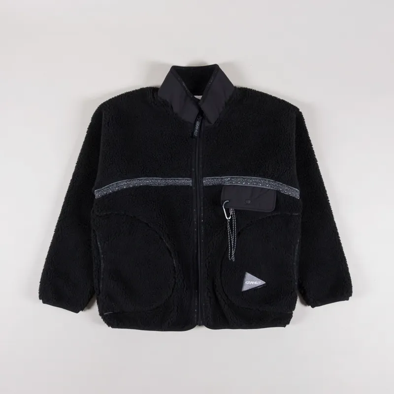 Gramicci x And Wander JQ Tape Fleece Jacket Black