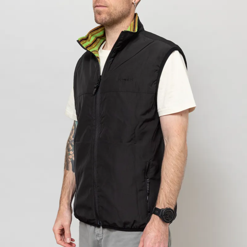 Gramicci Thermal Fleece Reversible Vest Chartreuse Stripe-2
