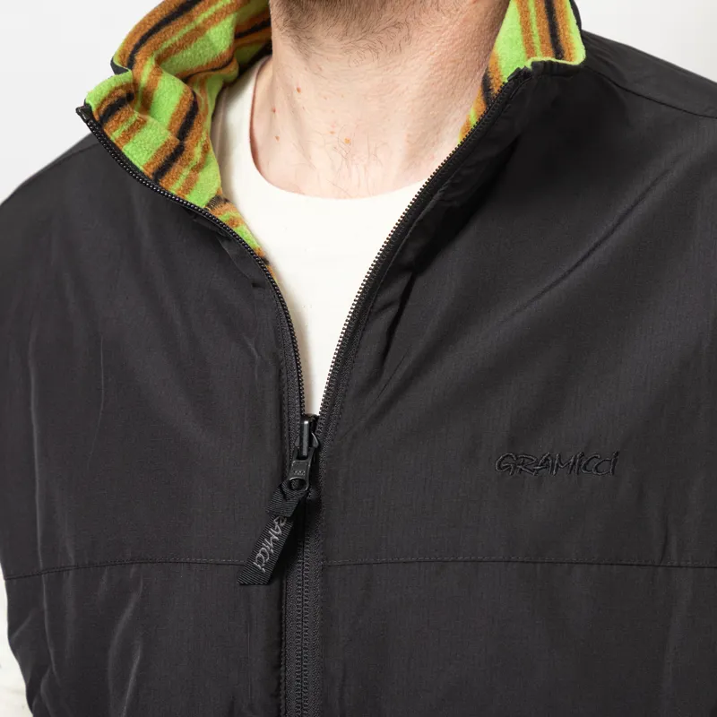 Gramicci Thermal Fleece Reversible Vest Chartreuse Stripe-7