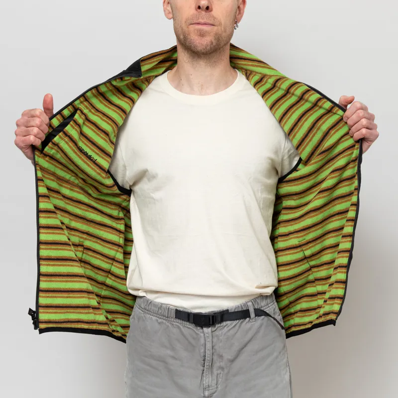 Gramicci Thermal Fleece Reversible Vest Chartreuse Stripe-6