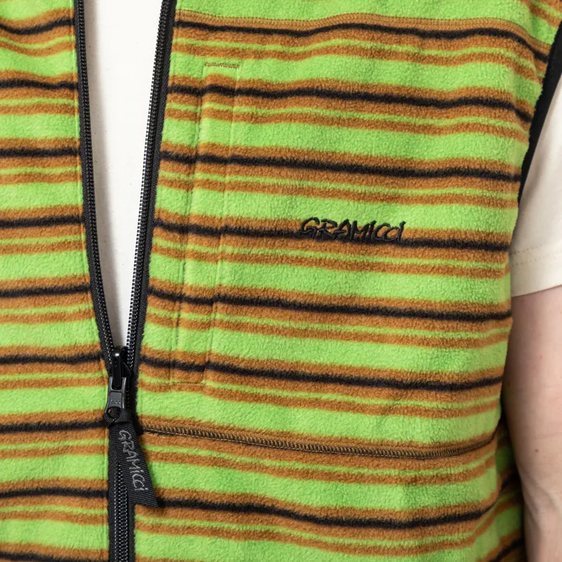 Gramicci Thermal Fleece Reversible Vest Chartreuse Stripe-8