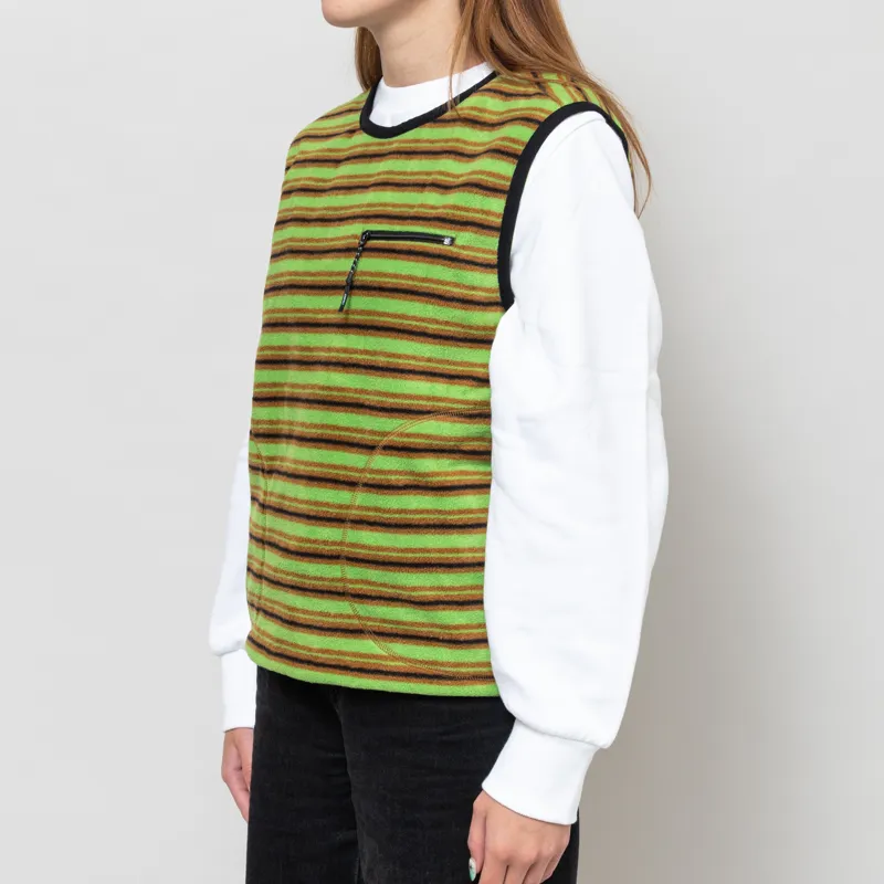 Gramicci Womens Thermal Fleece Pullover Chartreuse Stripe-1