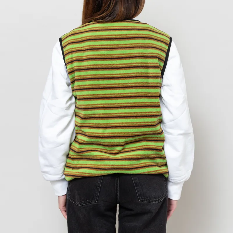 Gramicci Womens Thermal Fleece Pullover Chartreuse Stripe-3