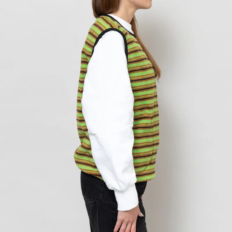 Gramicci Womens Thermal Fleece Pullover Chartreuse Stripe-4