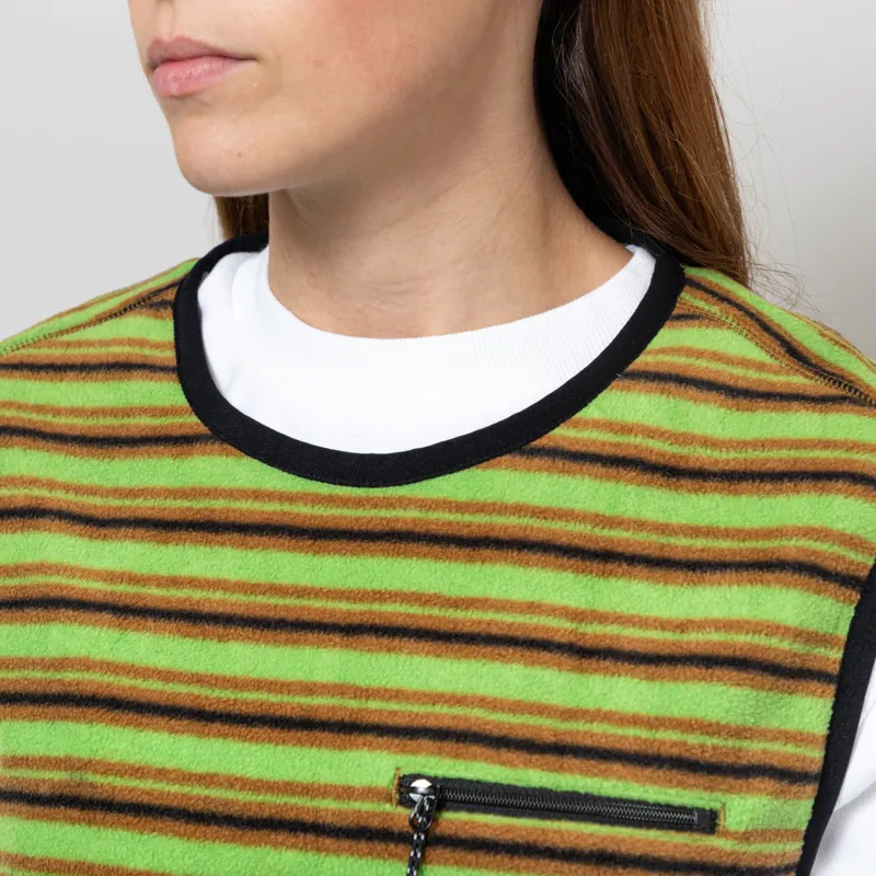 Gramicci Womens Thermal Fleece Pullover Chartreuse Stripe-5