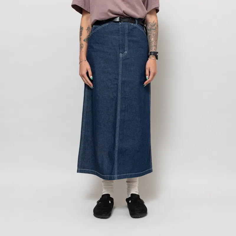 Gramicci Womens Sutter Long Maxi Denim Skirt Rinsed Indigo Blue