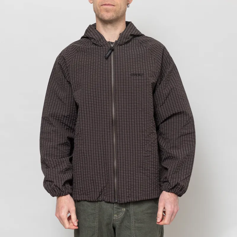 Gramicci Mens Northside Plaid Relaxed Hooded Jacket Deep Brown