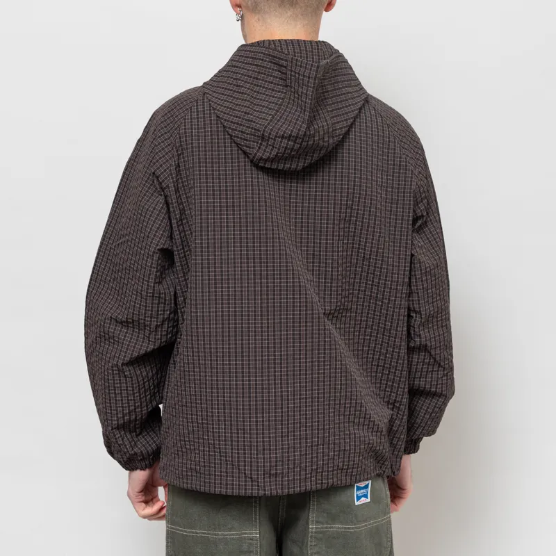 Gramicci Mens Northside Plaid Relaxed Hooded Jacket Deep Brown