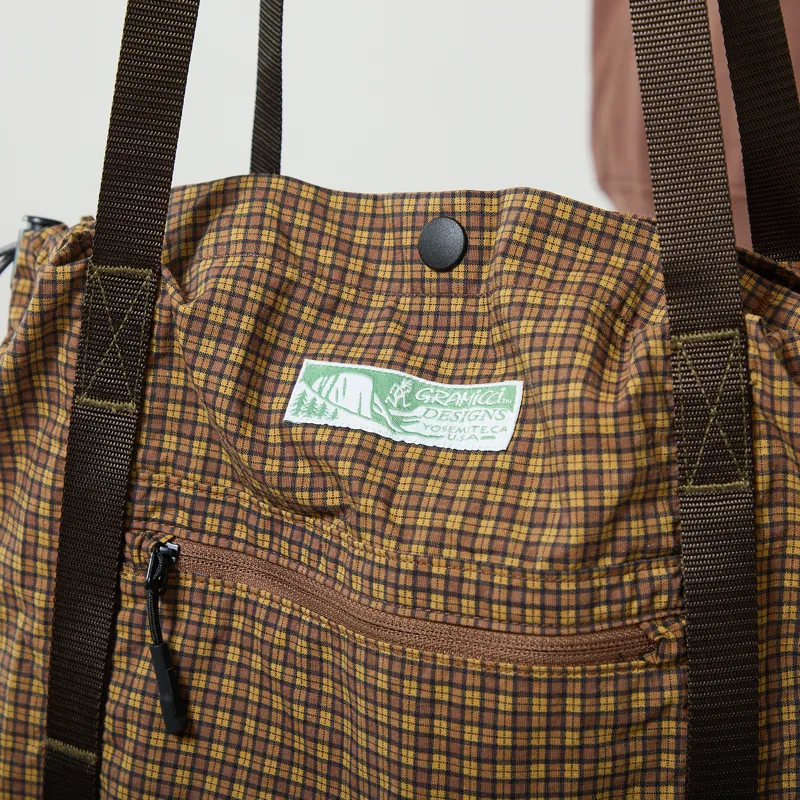 Gramicci Womens Utility Tote Bag Brown Check-4