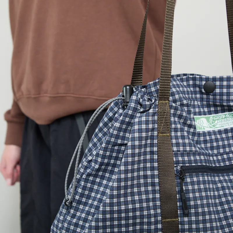 Gramicci Womens Utility Tote Bag Navy Check-5