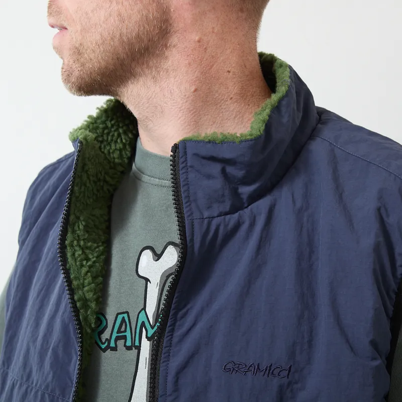 Gramicci Reversible Sherpa Vest Olive Navy-7
